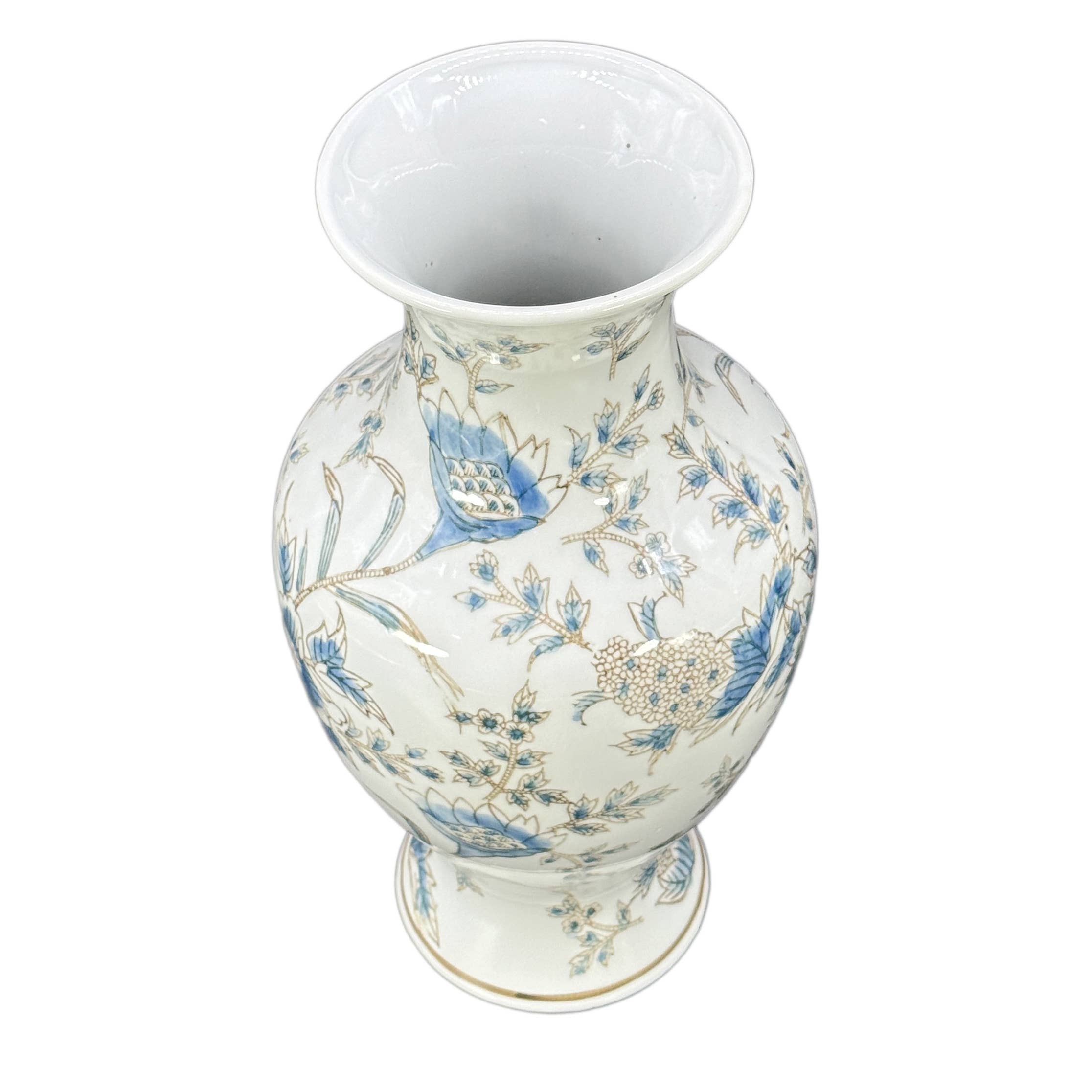 Galt International Company - Wholesale Vase - White and Blue Chinoiserie Indoor Ceramic  Vase 14"1
