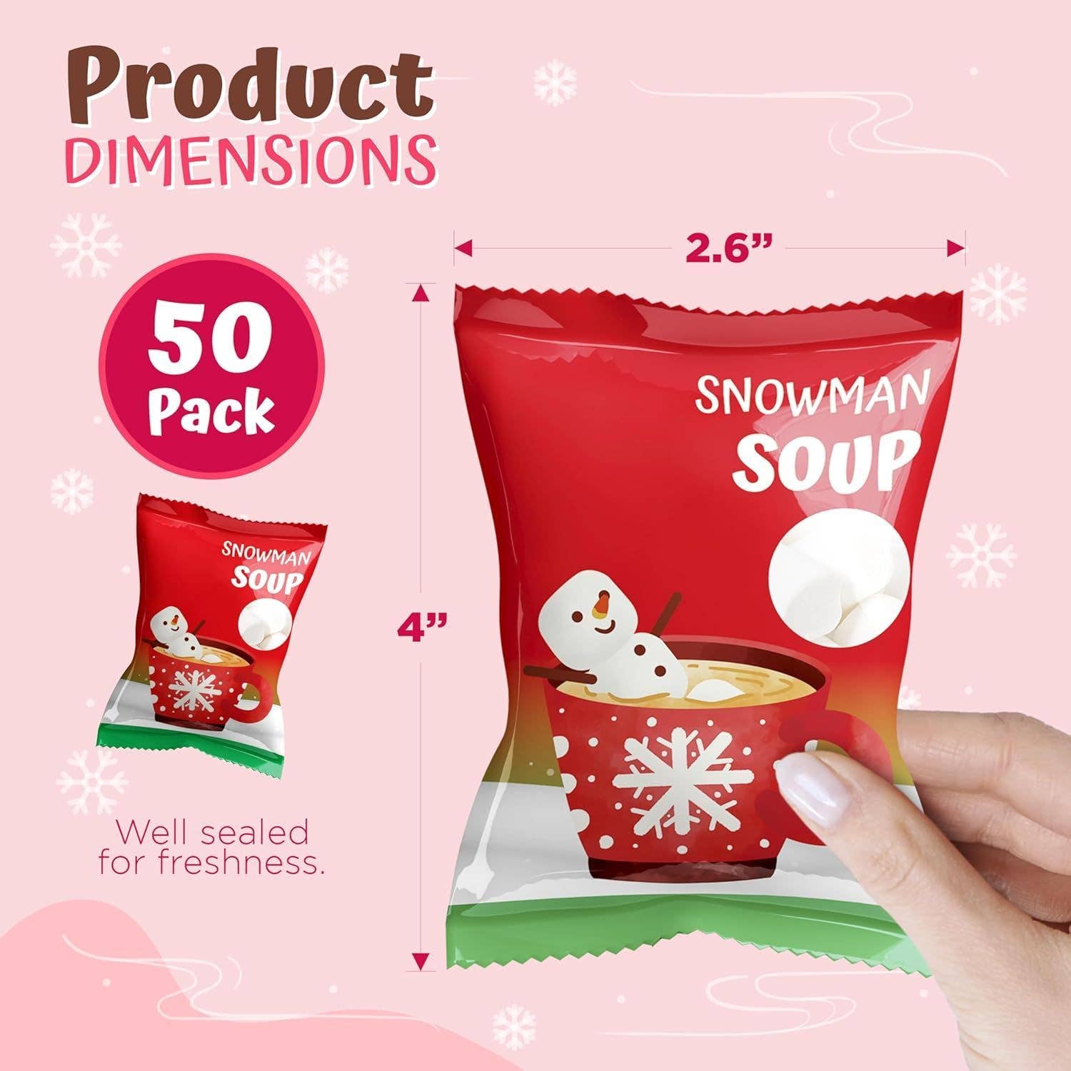 4E's Novelty - Wholesale Puffed Snack - 4E's Snowman Soup Mini Marshmallows 50-Pack, Hot Cocoa Toppe4