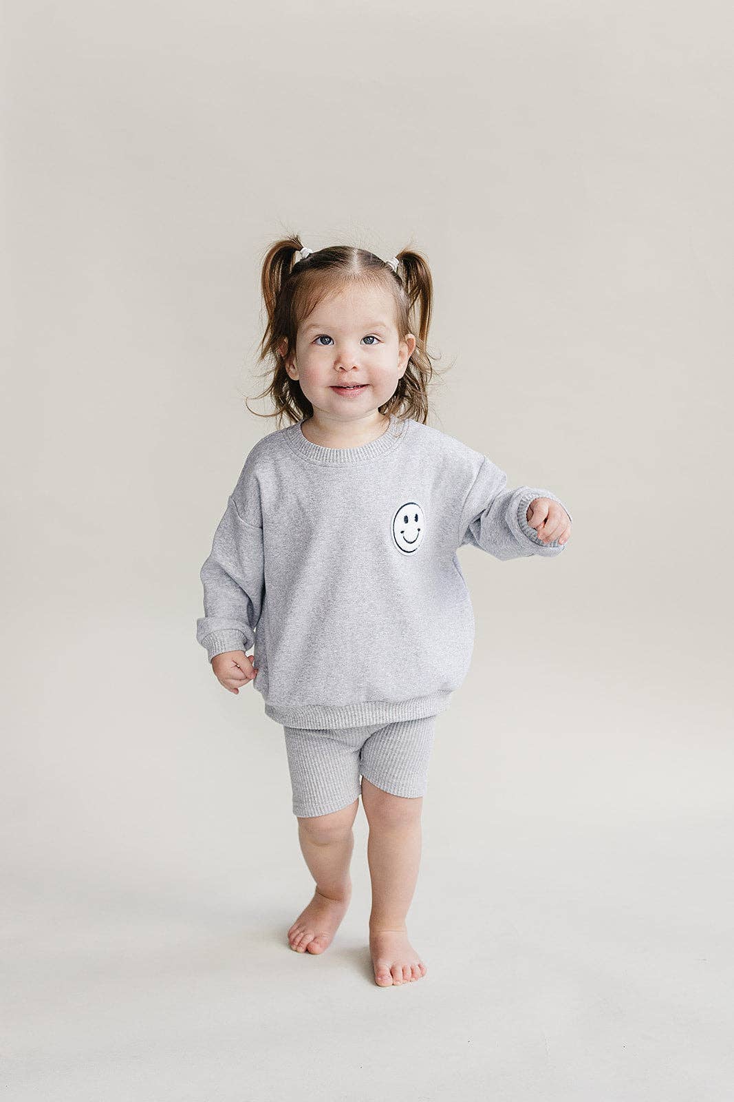 Lucky Panda Kids - Vente Ensemble haut et short – enfant - Ensemble de shorts de motard pour bébés et enfants | Gris4