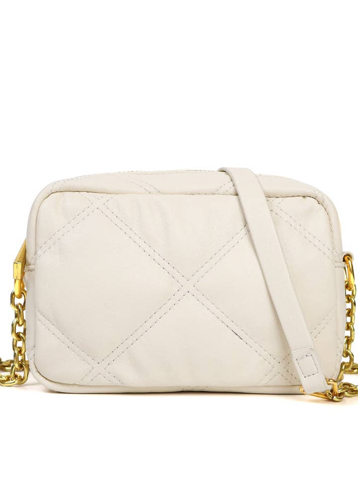 White Diamond Pattern Crossbody Bag with Chain for wholesale by sassy kids palace