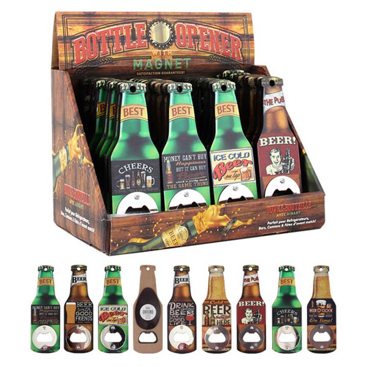 Deluxe Import Trading - Wholesale Bottle/Wine Opener - Beer Opener w/ Magnet Display