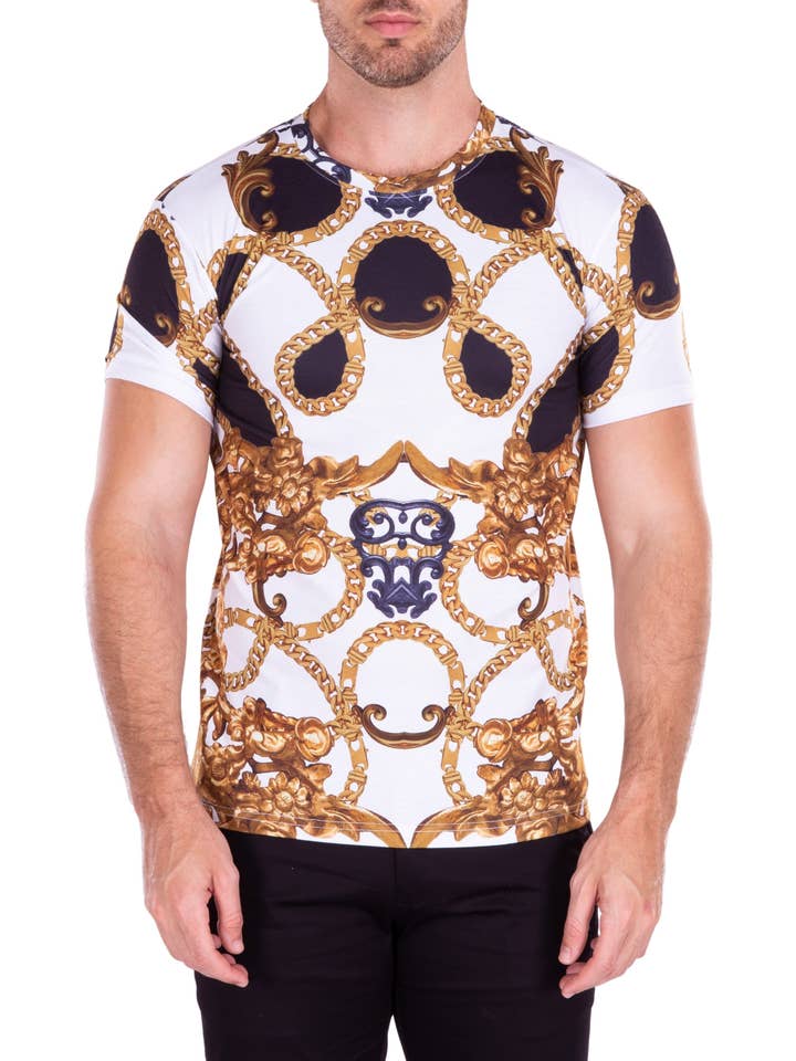 211716 - Vit T-shirt med abstrakt mönster för wholesale av Bespoke Moda