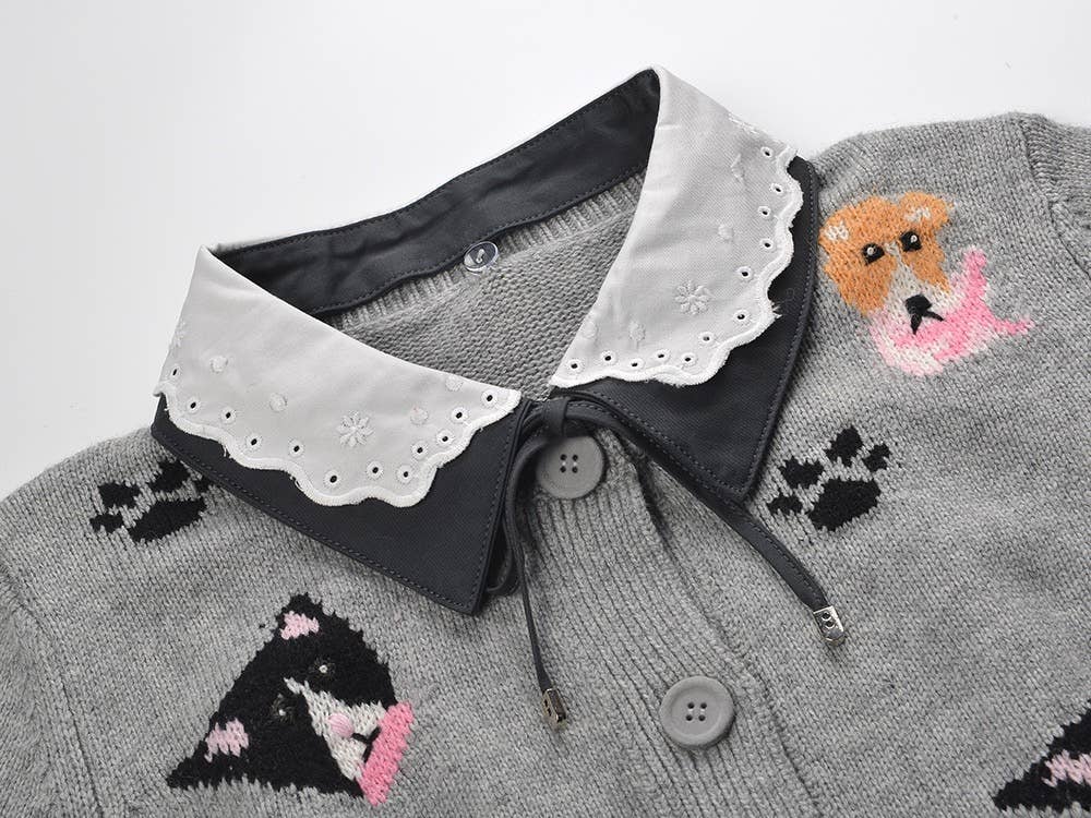 Cinza Conjunto de Outono 2025 de Cardigã e Saia de Malha Bordada SET244 para venda a revendedores na Faire6