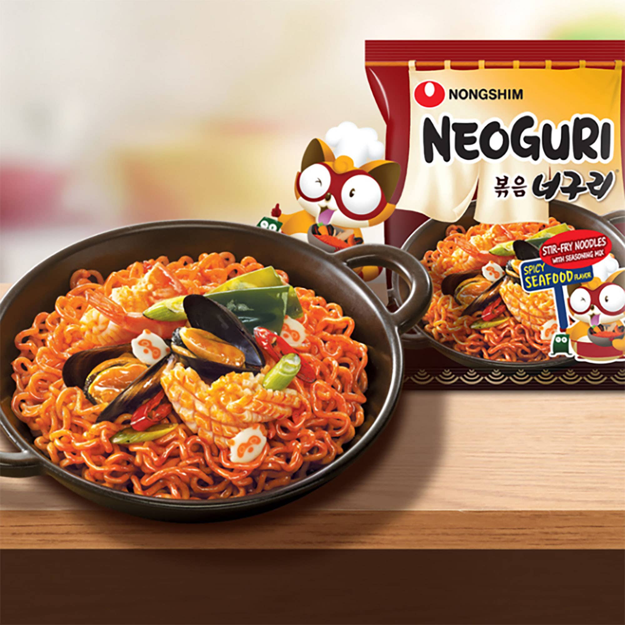 K Moitves Foods - Vente Ramen - Nongshim Nouilles sautées Neoguri - 137 g (4x8, 32 paquets)2