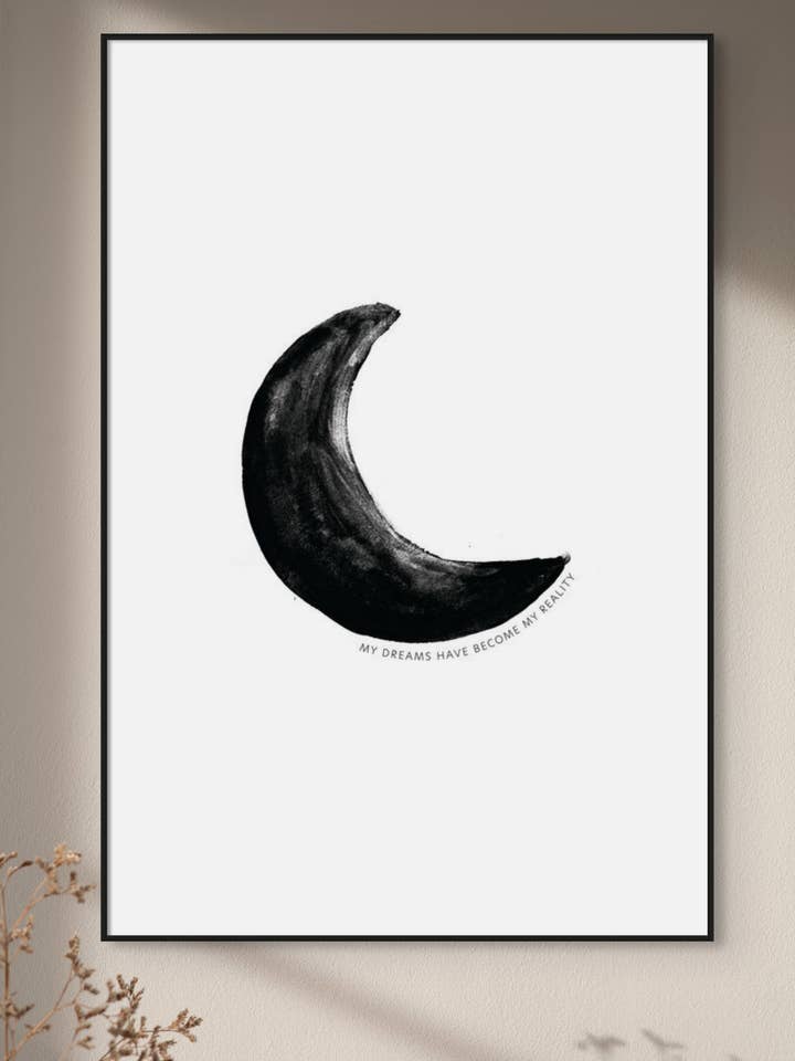 DREAMS Positive Affirmation Art Print with Moon Symbol for wholesale by Ruju