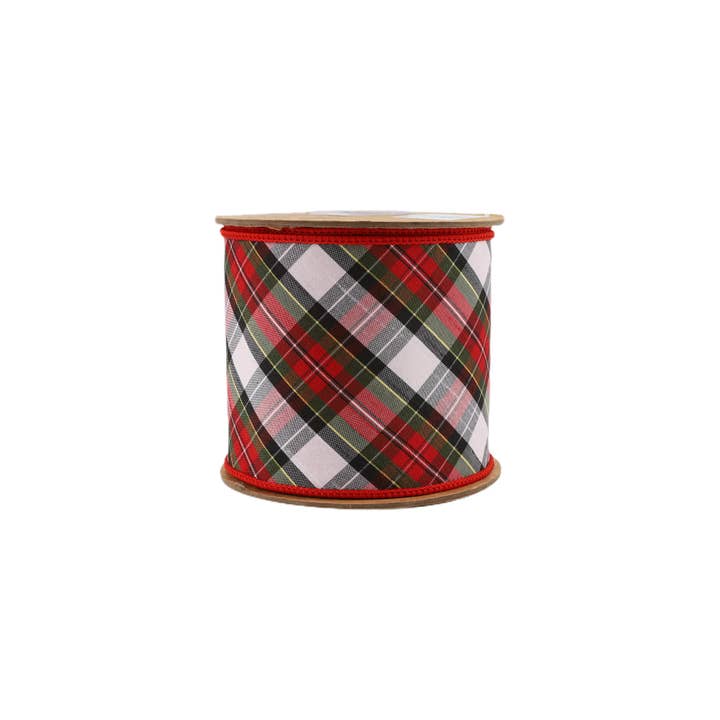 LA Ribbons Wholesale - Wholesale Ribbon - Gift Wrapping - Wired Dupioni Ribbon Small Plaid Bias Cut Double-Fused 5yd