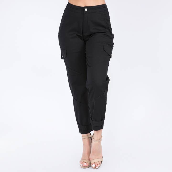 American Bazi - Wholesale Pants - Women's - PLUS SIZE HIGH WAIST SLOUCHY CARGO PANTS-RJH20103P