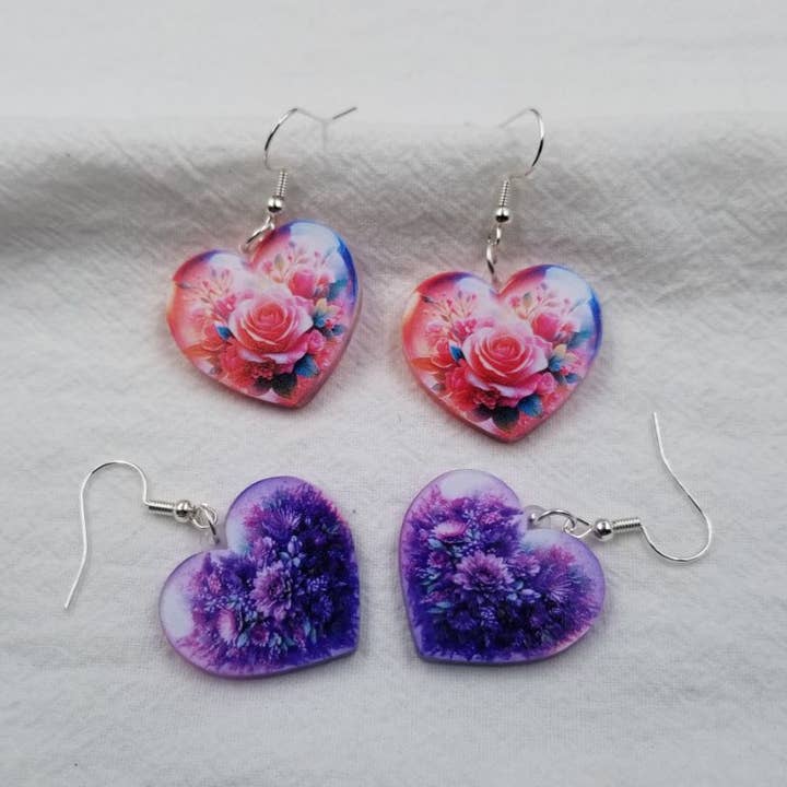 Valentine's Day Flower Heart Earrings for wholesale by ENA Jewelry