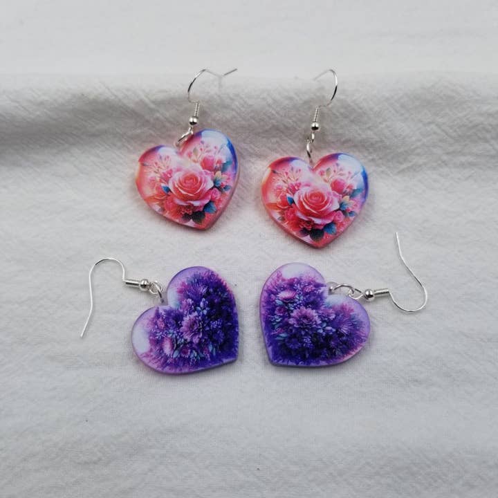 Boucles d'oreilles cœur en fleurs de la Saint-Valentin pour la vente par ENA Jewelry