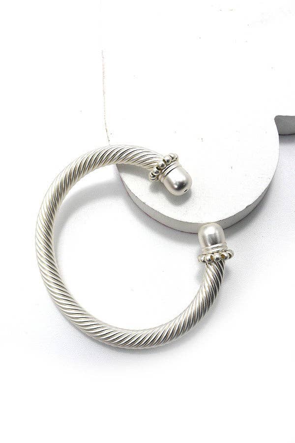 JOSSLYN by wall to wall - Wholesale Cuff Bracelet - CABLE STONE TEXTURED TUBE CUFF BRACELET | 10B30210051