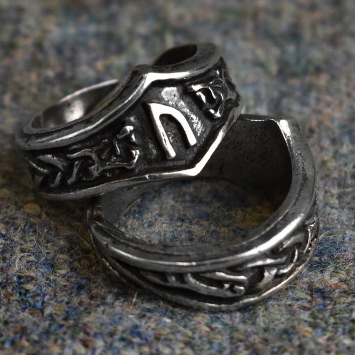Asgard - Vendita all'ingrosso Anelli con sigillo - Anello con rune Uruz Lettera U o V, regolabile