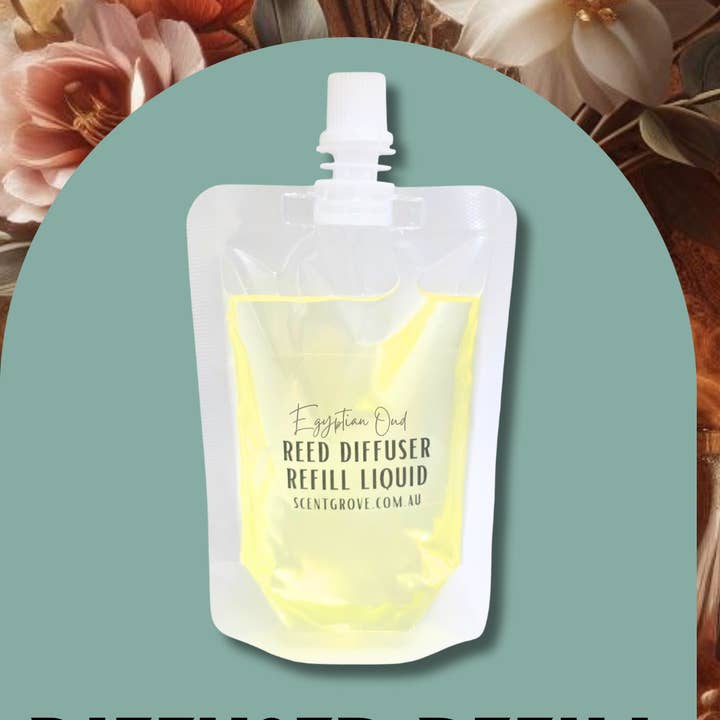 Recharge de liquide pour diffuseur parfumé Oud Égyptien 100ml Pochette transparente pour la vente par Scent Grove