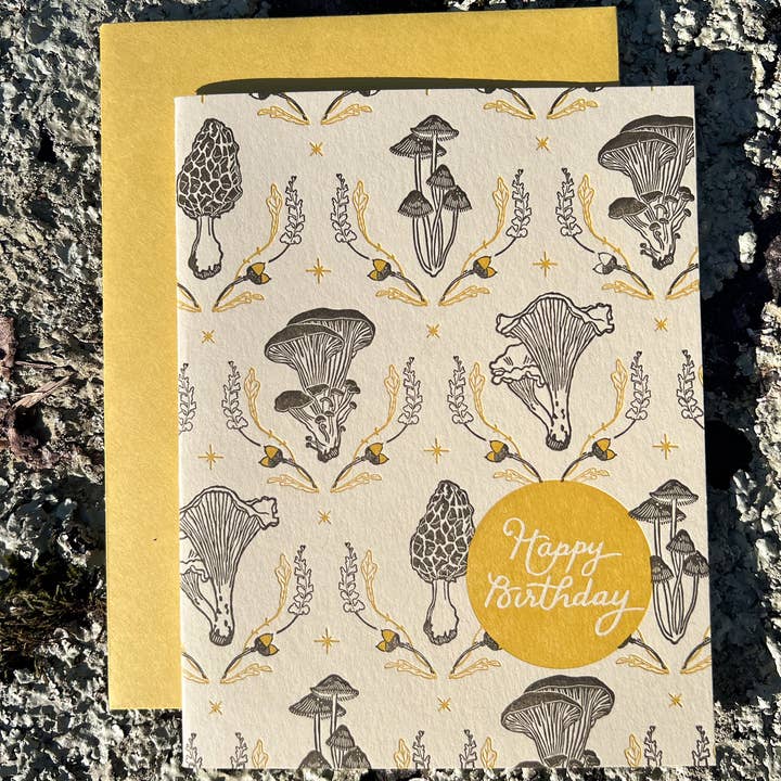 Blackbird Letterpress – Engroshandel Fødselsdagskort – champignon skov fødselsdagskort6