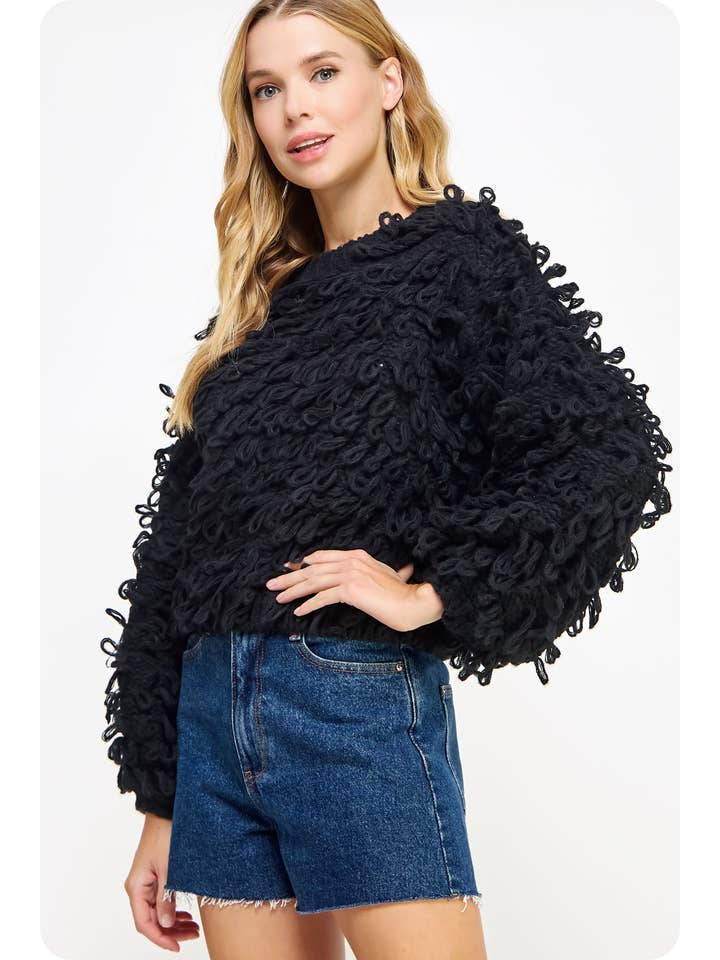 Strut & Bolt - Wholesale Tunic Sweater - Women's - Knitted Fringe Shaggy Sweater