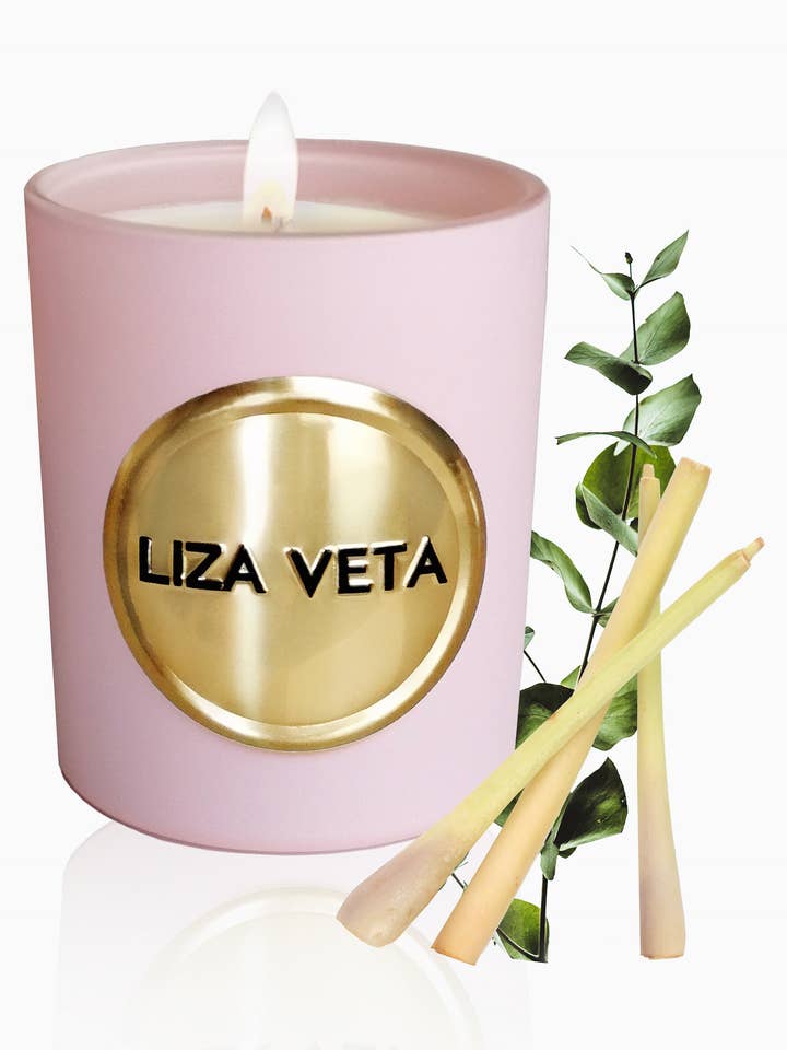 Vela aromática de eucalipto y citronela, rosa mate para venta al por mayor de LIZA VETA