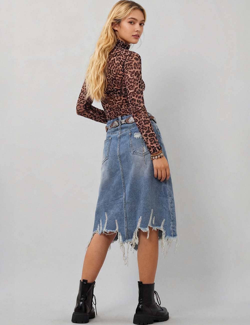 Ladies Leopard Soft Mesh Layring Up Top Blouse SKT4796 for wholesale on Faire2