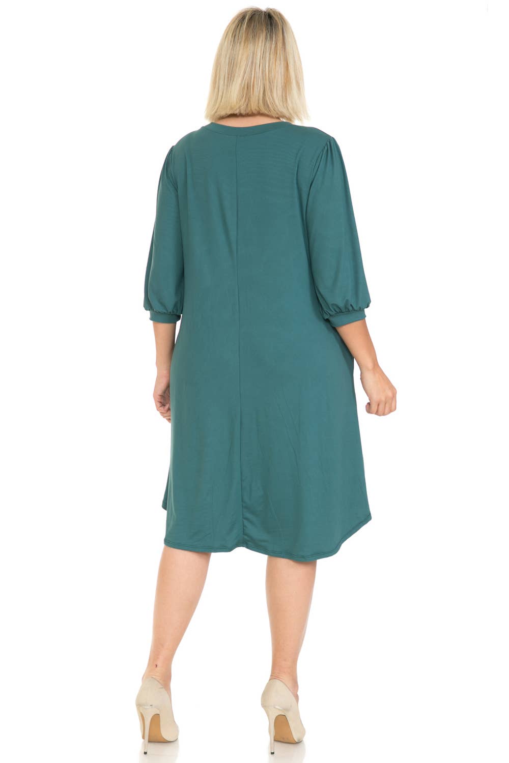 Allium - Wholesale Dress - Women's - Plus Size Balloon Sleeve Midi Dress7