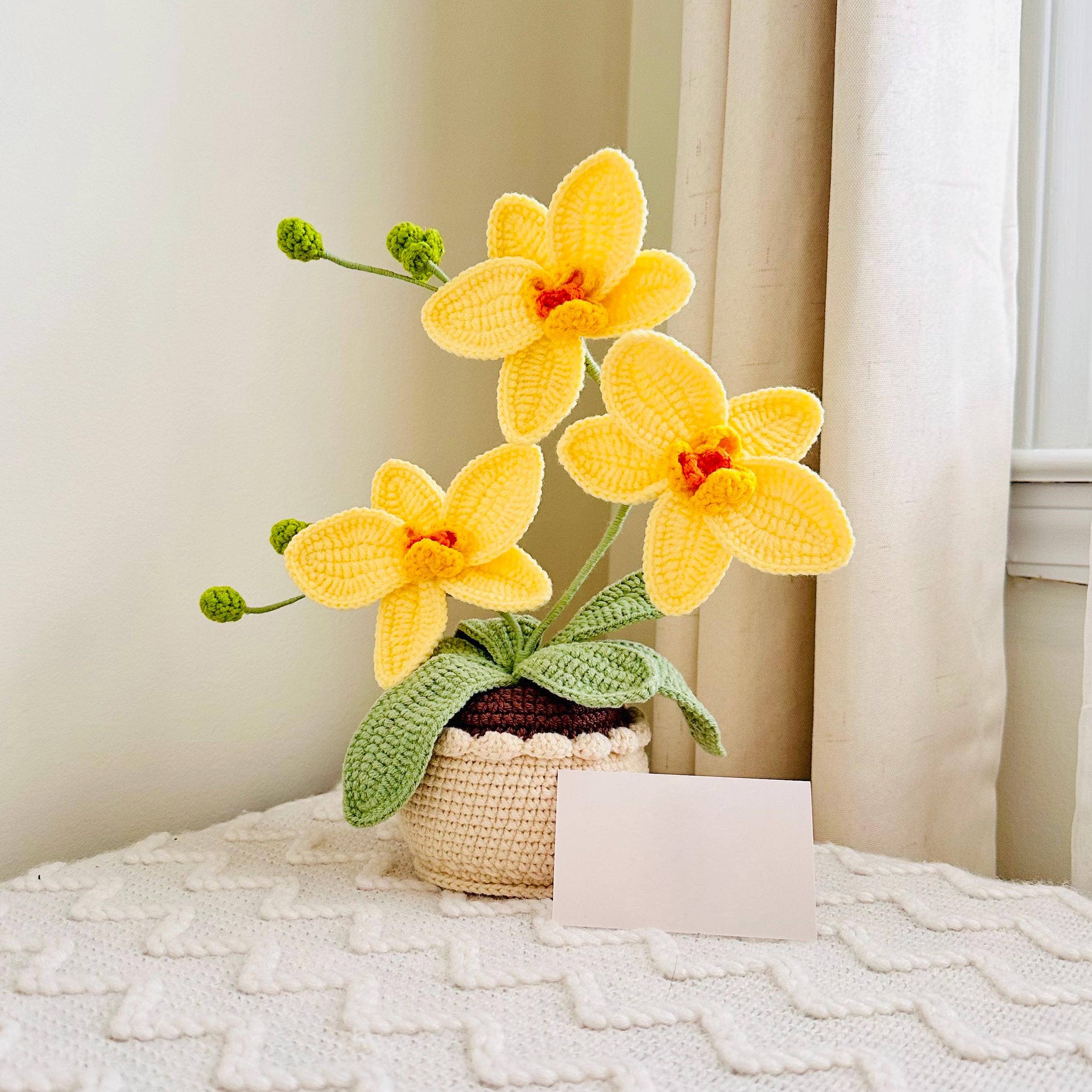 TOMOPOD LLC - Vente Peluche – enfant et bébé - Orchidée au crochet, Fleur au crochet, Décoration d'orchidée faite main pour la maison4