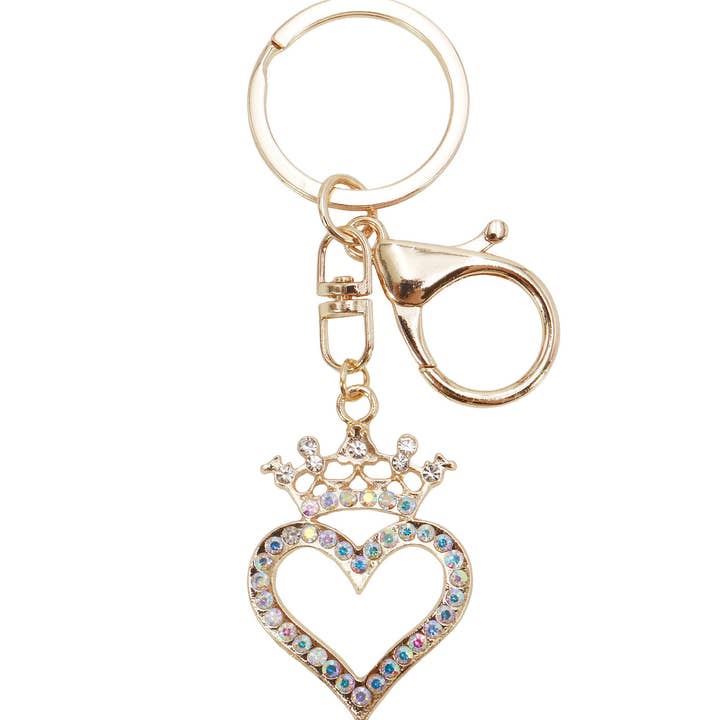 ASSORTED Crown Heart Bling Rhinestone Key Chain for wholesale on Faire6
