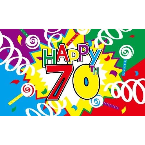 Happy 70th Birthday 5'x3' for wholesale by Worldwide Flags Ltd