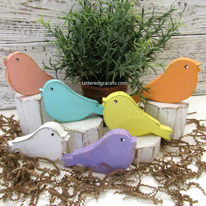 Rustic Spring Bird Tiered Tray Decor for wholesale by Tattered Grace