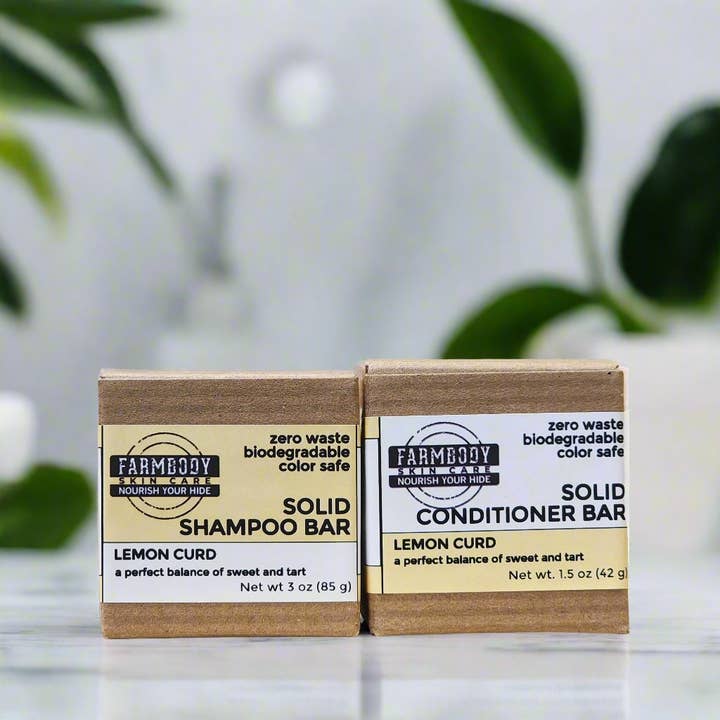 Farmbody Skin Care - Venta al por mayor Champús en pastillas/sólidos - Set de champú y acondicionador sólido en barra Zero Waste | Lemon Curd