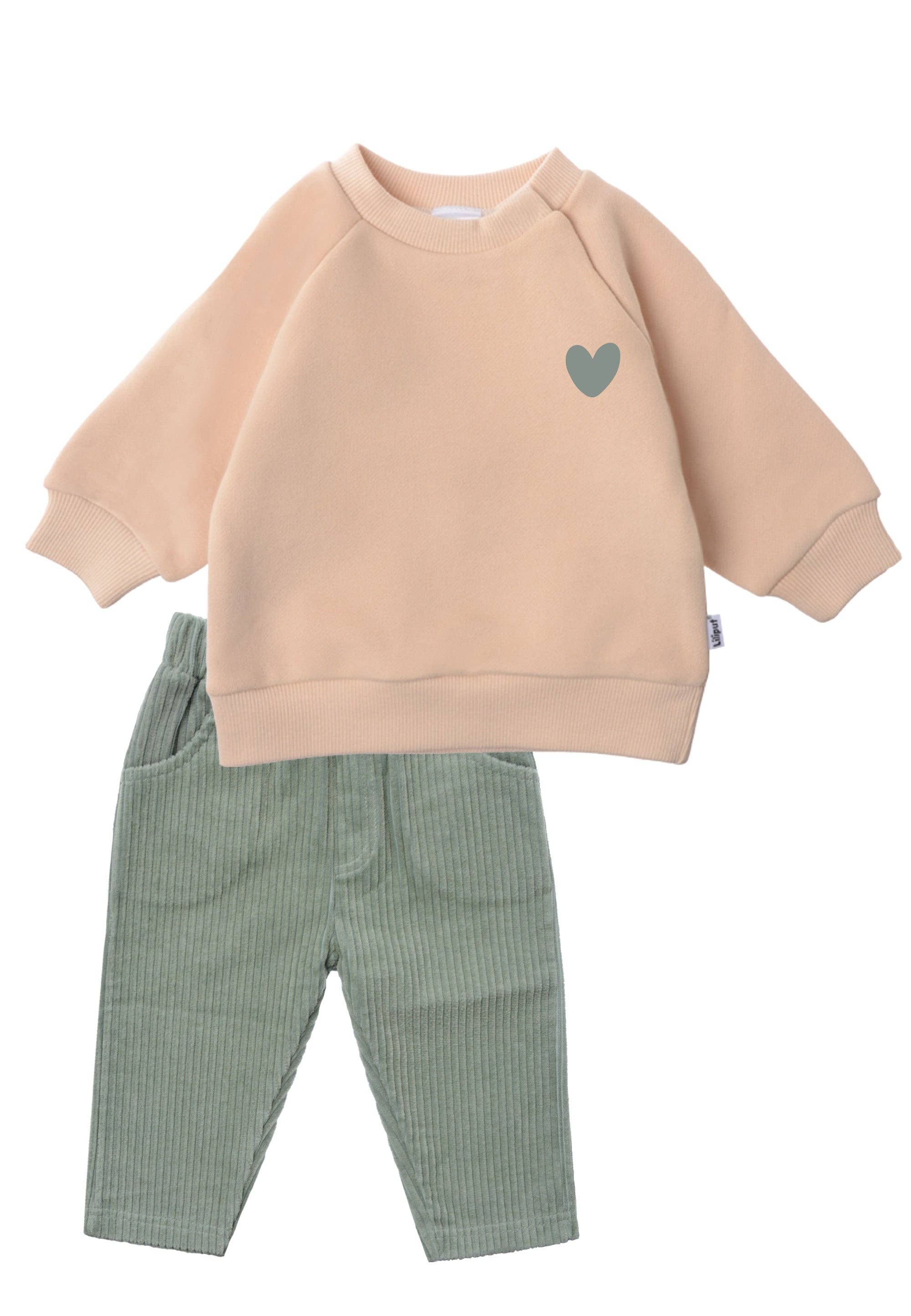 Liliput – wholesale Top & trouser set – Kids – 2-piece set with sweatshirt in beige and corduroy pants in reed3