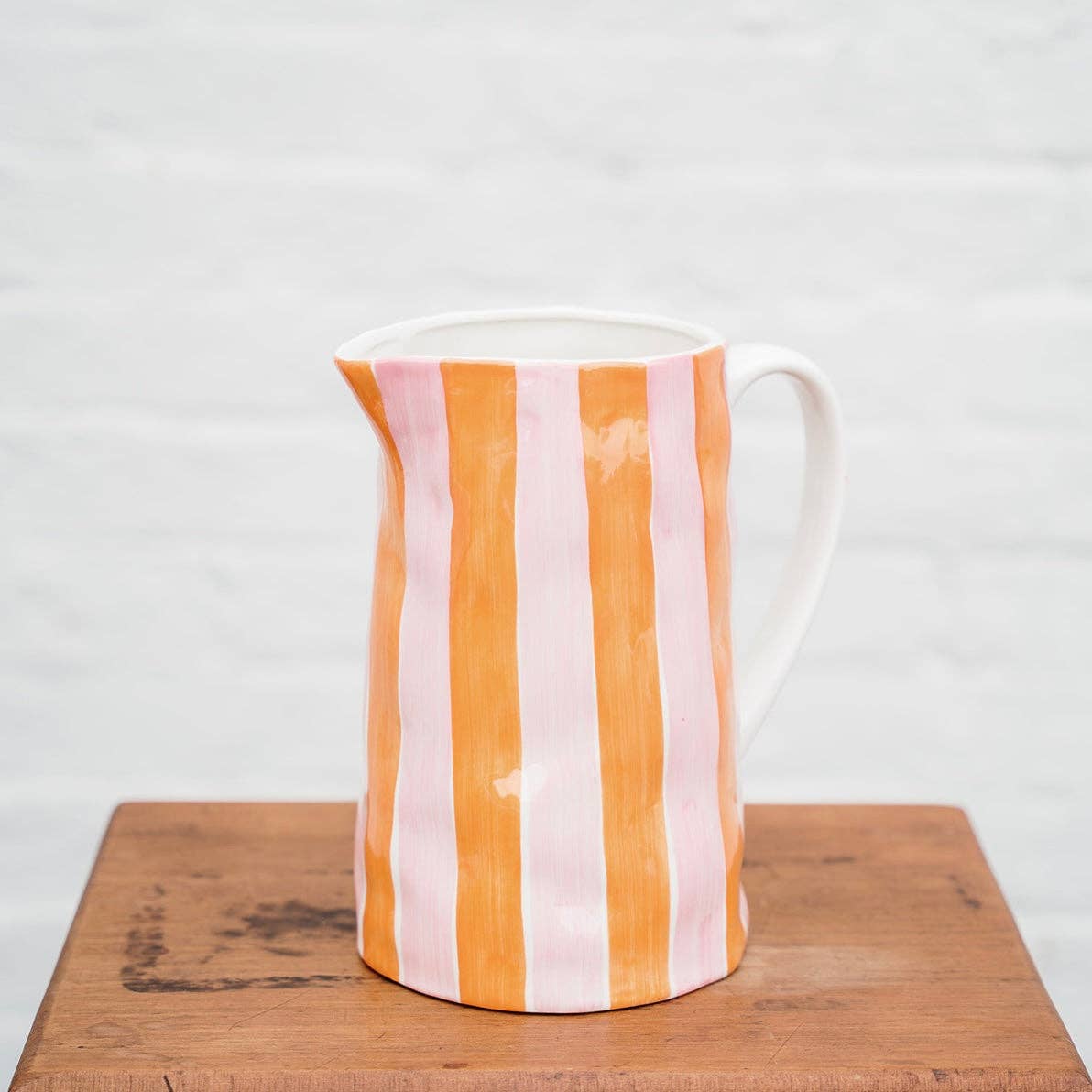 Noss and Co - Wholesale Jug - Medium Jug - Orange & Pink Stripe0