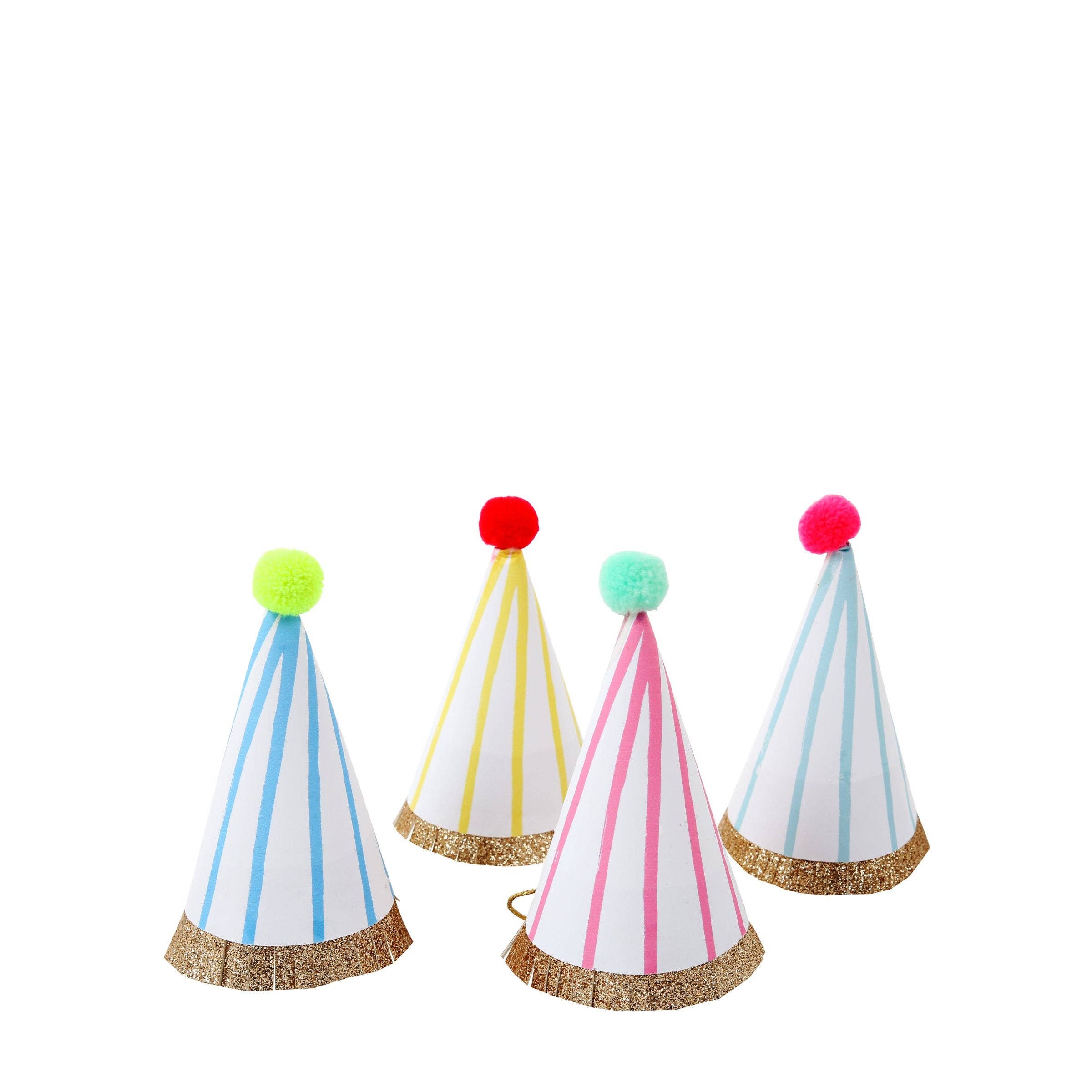 Meri Meri – wholesale Party hat/crown – Stripe Pompom Mini Party Hats0