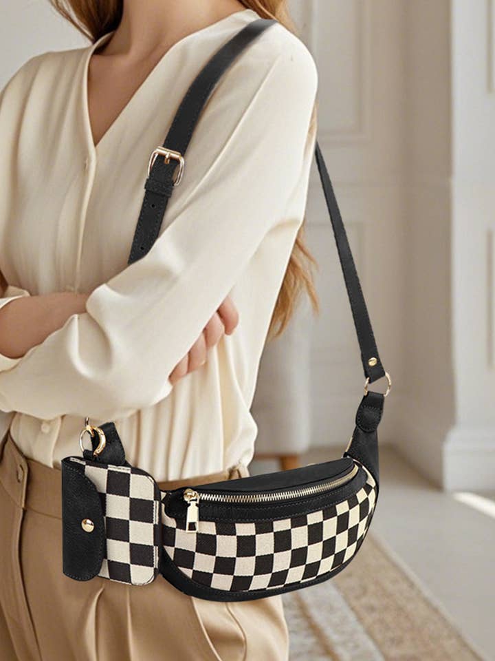 ...1014 Duo Bolso Bandolera a Cuadros y Cartera SI-28888 para venta al por mayor de 42POPS