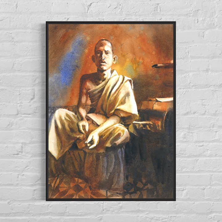 Munk Phnom Penh, Cambodja fin kunst akvarelmaleri trendy vægkunst rejseartikler giclee (print) for engroshandel hos Ryan Fox Fine Art