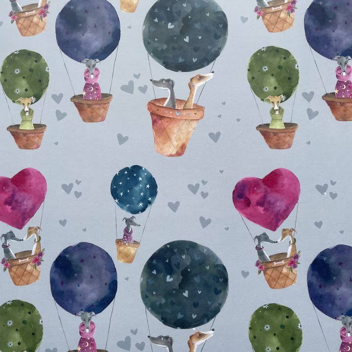 Flat Gift Wrap Sheet - Whippets for wholesale by Zoë Rose