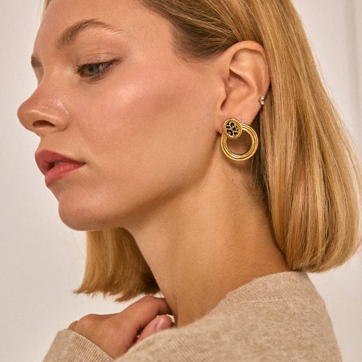 Gold Stainless steel earrings 124RX199 for wholesale on Faire2