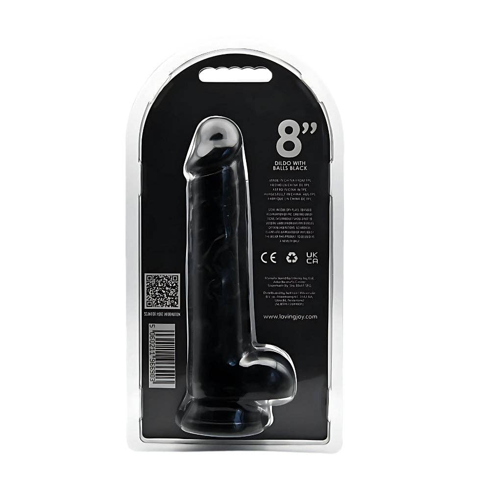 Kinky Pleasure - Wholesale Sex Toy - Loving Joy - 8 Inch Realistic Dildo with Balls Black - 21.5 Cm Strong Blister2