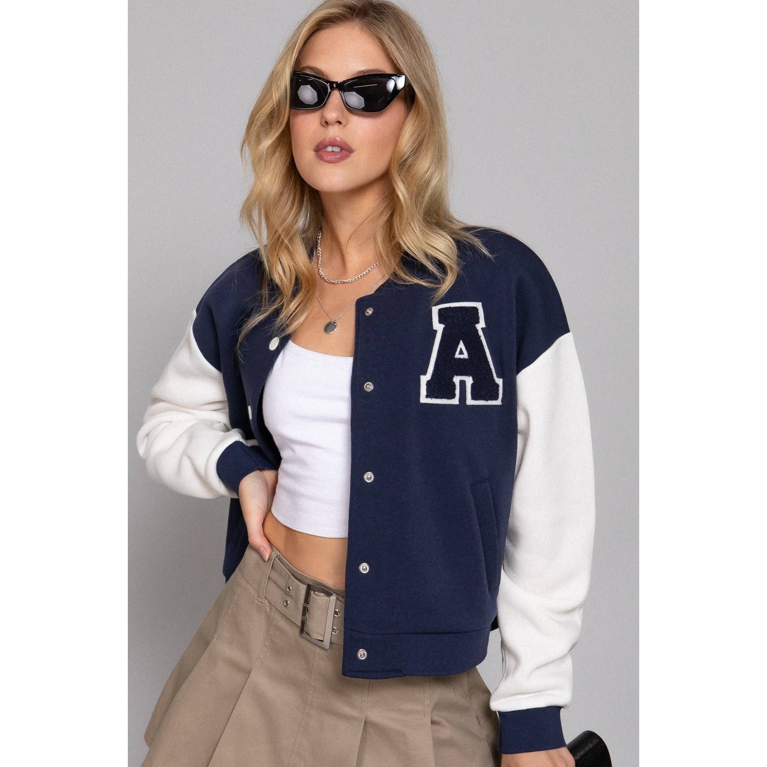 Apolline - Wholesale Varsity/Baseball Jacket - Women's - COLOR BLOCK BRUSHED VARSITY FLEECE JACKET4