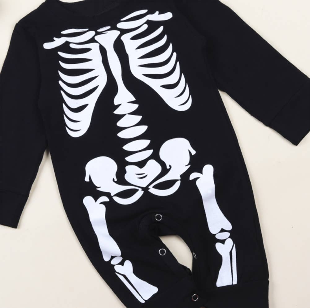 Fennco Styles - Wholesale Jumpsuit - Baby - Black White Skeleton Cotton Halloween Baby Romper & Hat2