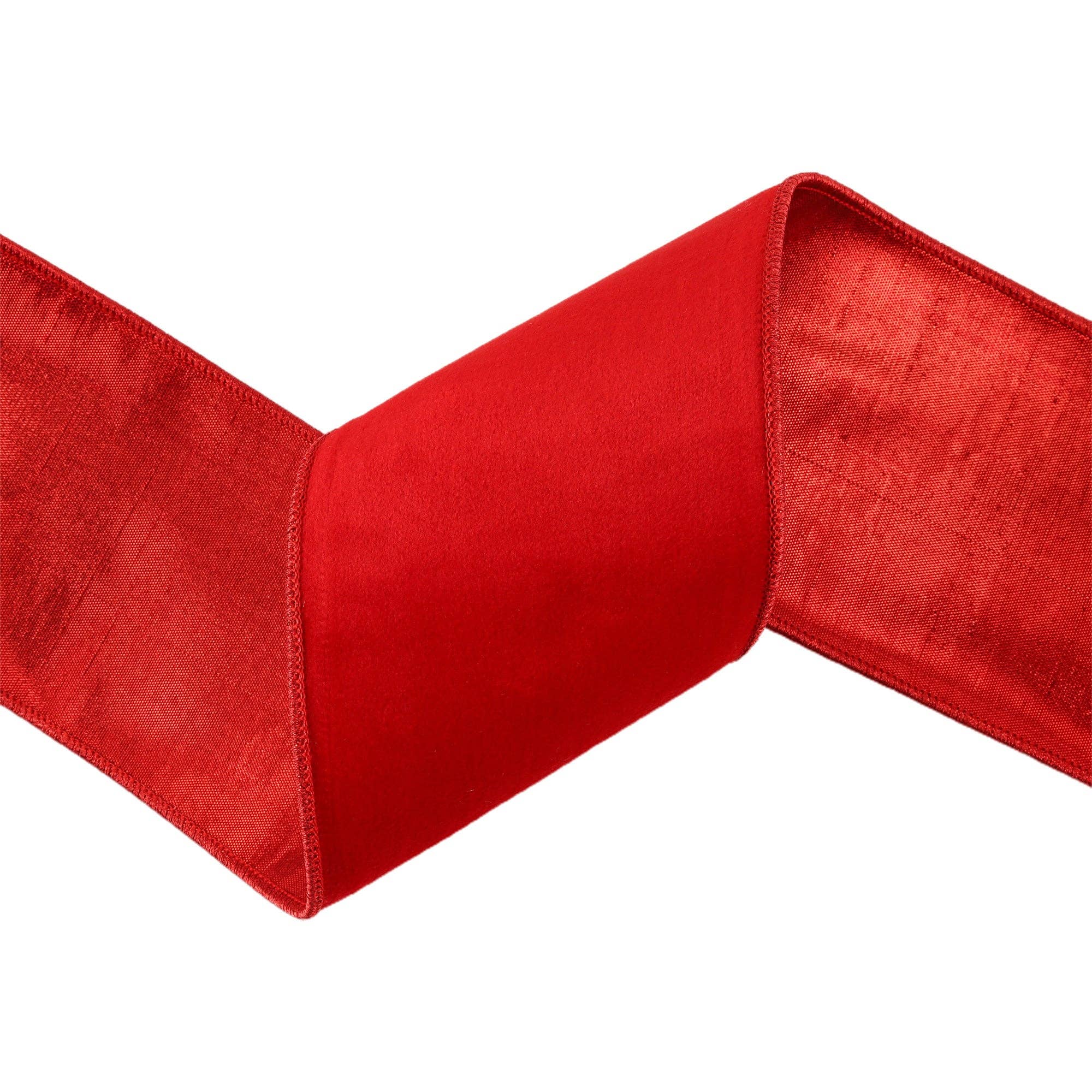 LA Ribbons Wholesale - Wholesale Ribbon - Gift Wrapping - 2 1/2 Wired Cozy Velvet Ribbon | Red w/ Double-Fused Metallic Red Dupioni | 10 Yard Roll4