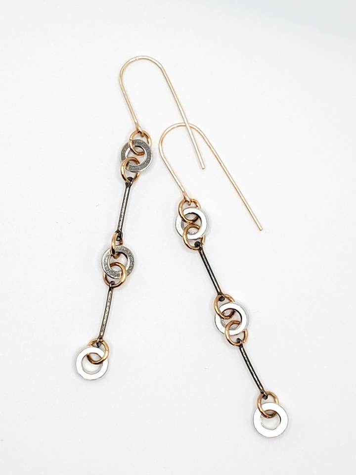 Pendientes extralargos de metal mixto, Gilda para venta al por mayor de Jezabel Adornment