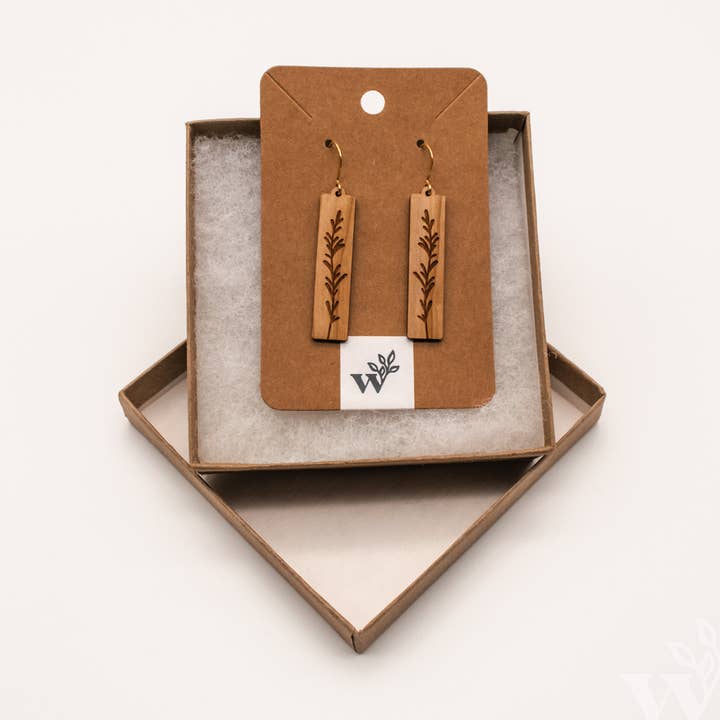 Branch Laser Cut Hardwood Earrings for wholesale by Wildewood Handcrafted Goods