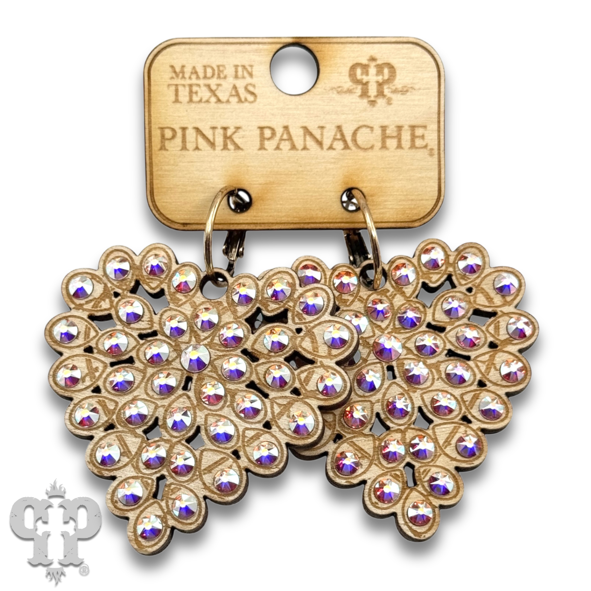 Pink Panache Brands - Wholesale Dangle Earrings - Laser cut rhinestone heart earring6