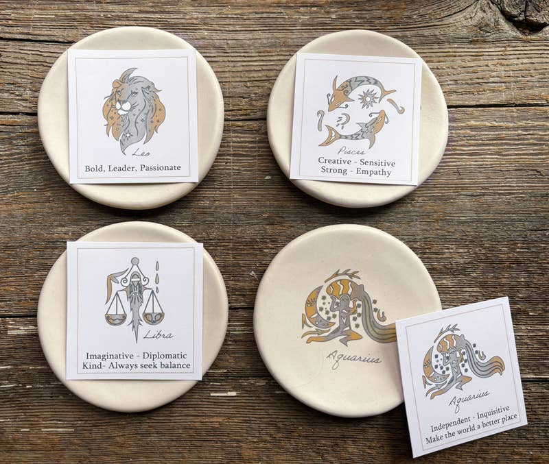 August Ceramics - Wholesale Jewelry Dish - 3.5" Ceramic Zodiac Sign assortment with Tabletop Display 1