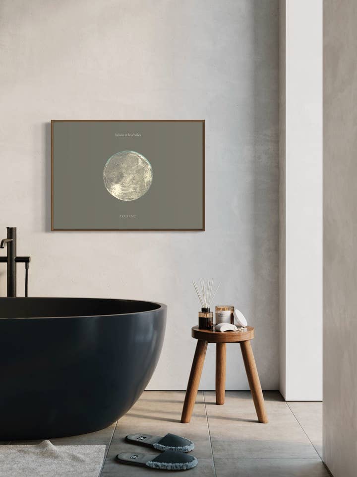 The Moon. 'Moon & Stars'. A4, A3, A2. Housewarming Gift Idea. Vintage Art Print. Mothers Day gift, museum art, Aesthetic for wholesale by Gabrielle Dalsan