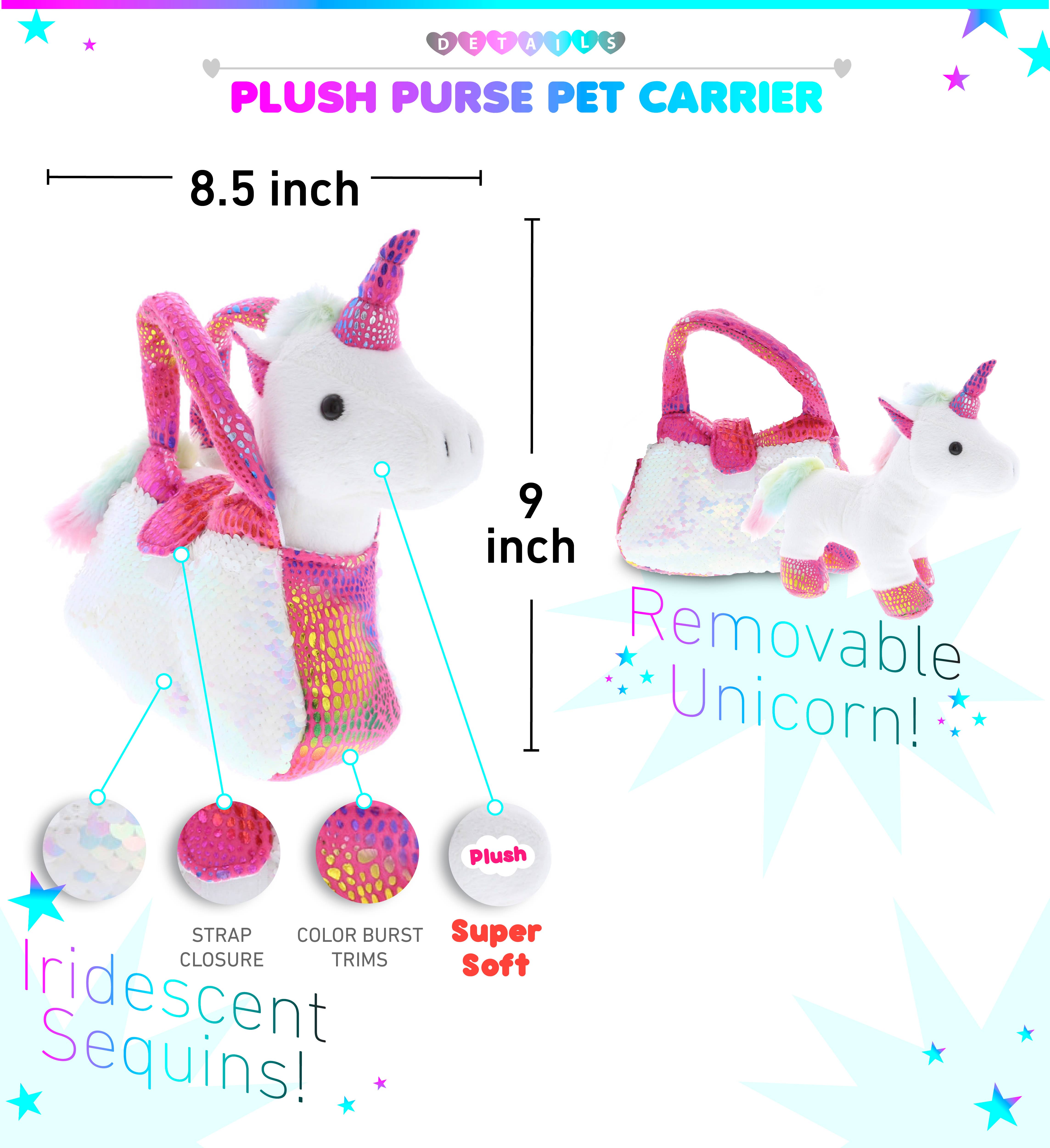 Cota Global - Wholesale Stuffed/plush toy – Kids & baby - Plush Purse Pet Carrier - Sequin - Pink Unicorn1