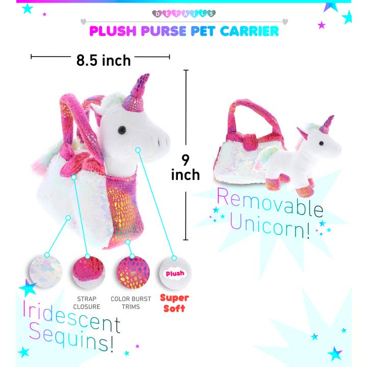 Cota Global - Wholesale Stuffed/plush toy – Kids & baby - Plush Purse Pet Carrier - Sequin - Pink Unicorn1