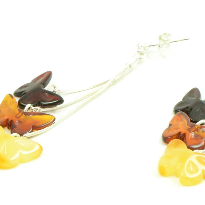 Brincos de Âmbar em Forma de Borboleta Multicolorida por atacado de The Natural Amber