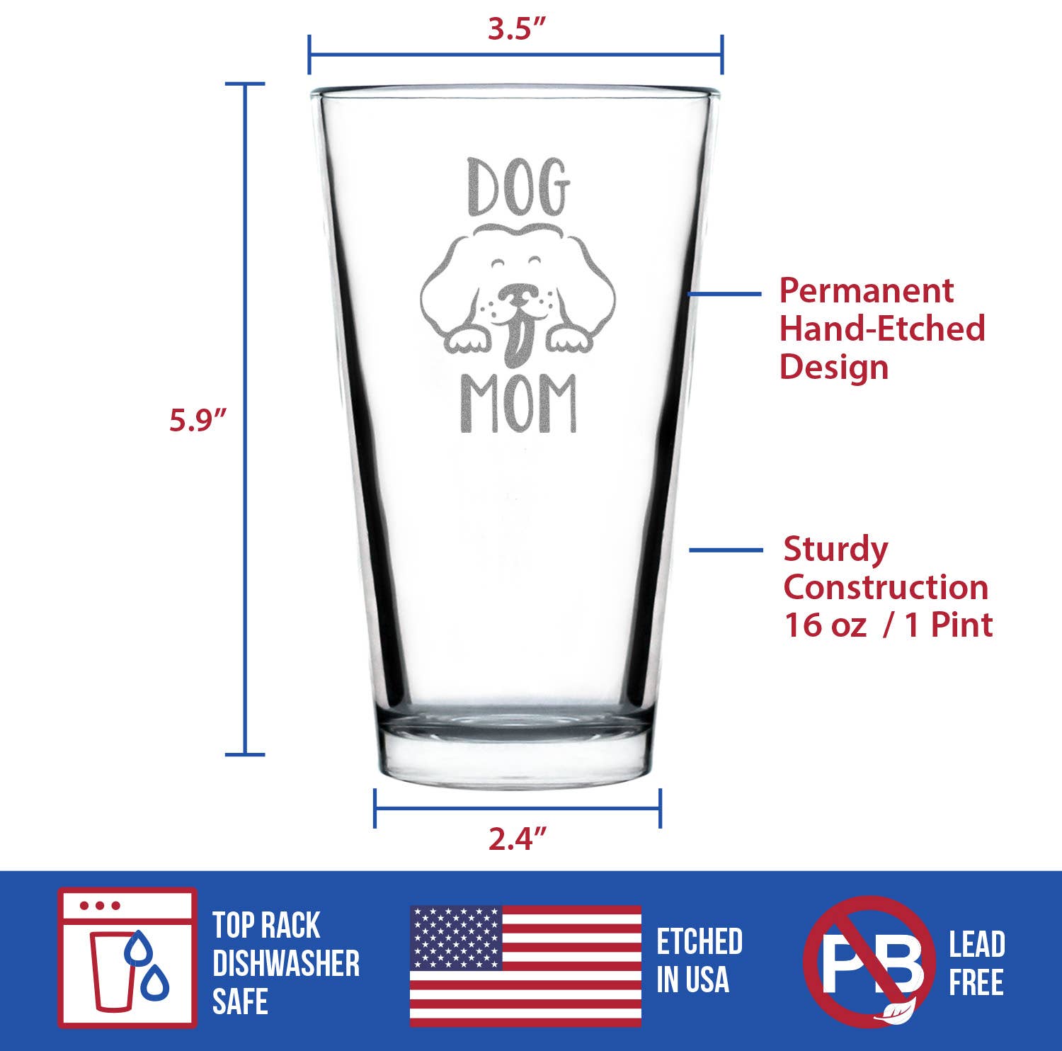 bevvee – wholesale Beer glass/mug – Dog Mom Gifts - Beer Pint Glass - Engraved3