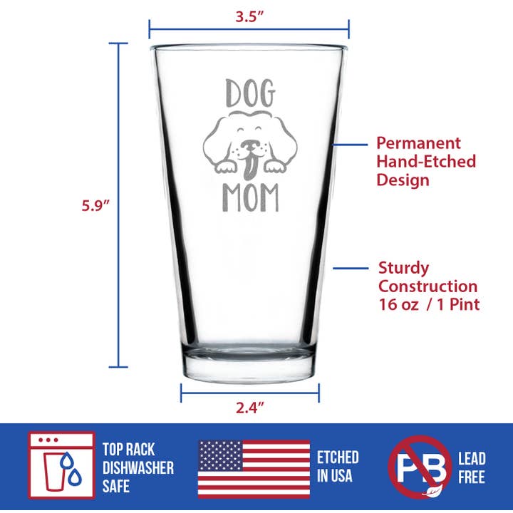 bevvee – wholesale Beer glass/mug – Dog Mom Gifts - Beer Pint Glass - Engraved3