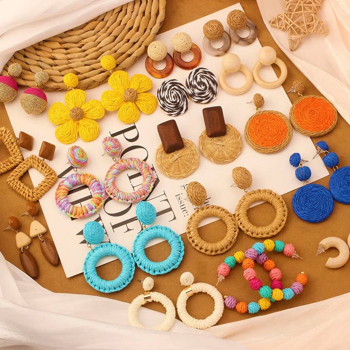 NEW VINTAGE SIMIAN GRASS VINE WOVEN EARRINGS_CWAJE4011 for wholesale by ACCITY