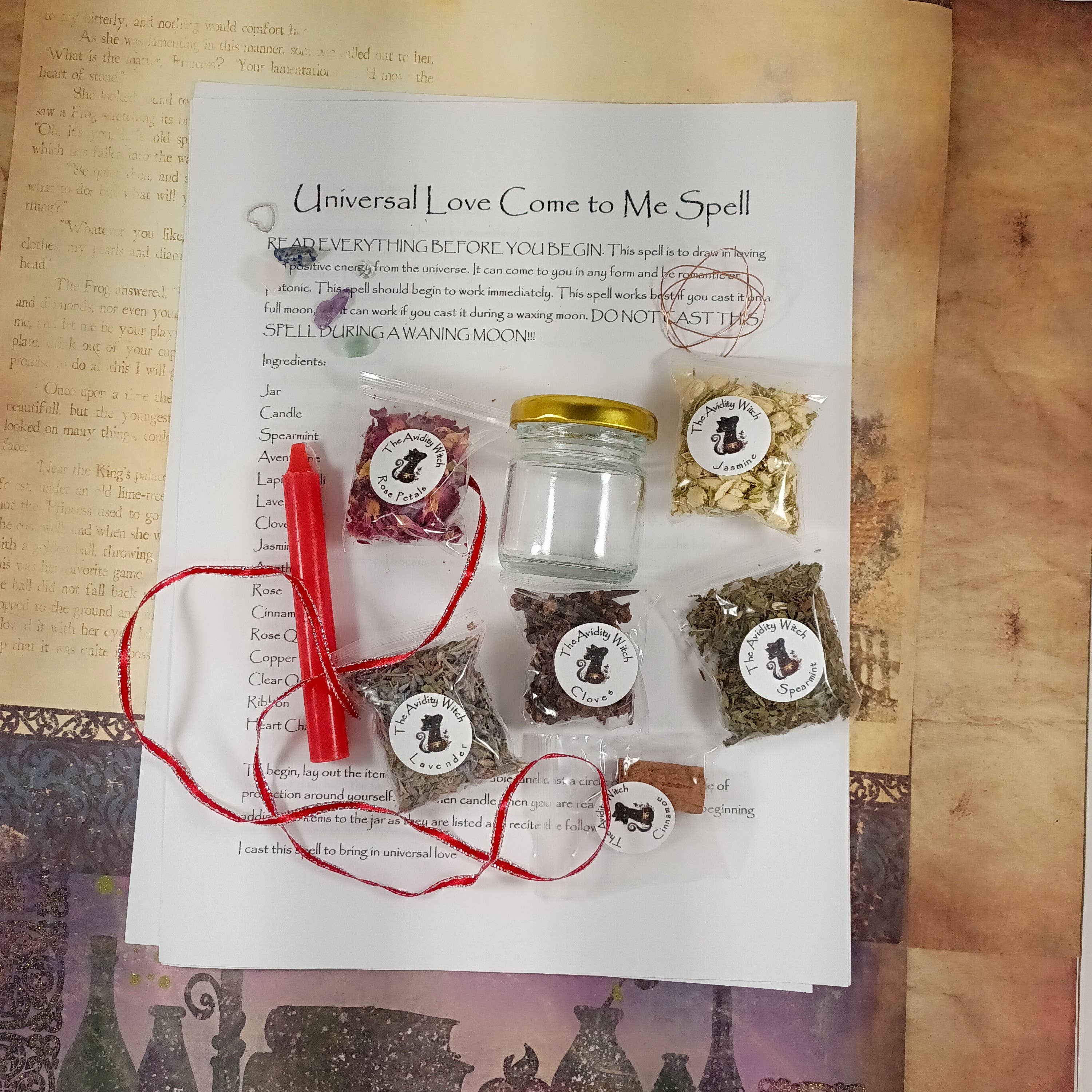 The Avidity Witch - Wholesale Meditation Supplies - Universal Love Come to Me Spell Kit23