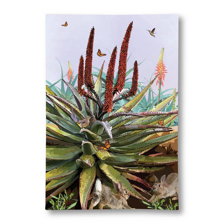 The Red Barn Press - Wholesale Tea Towel - Tea Towel | Cape Aloe and Bunnies